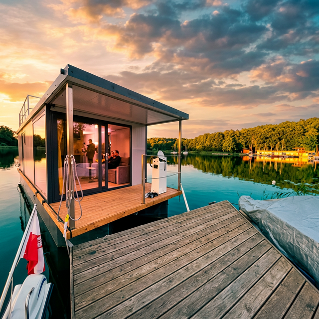 HB Barlinek houseboat na jeziorze